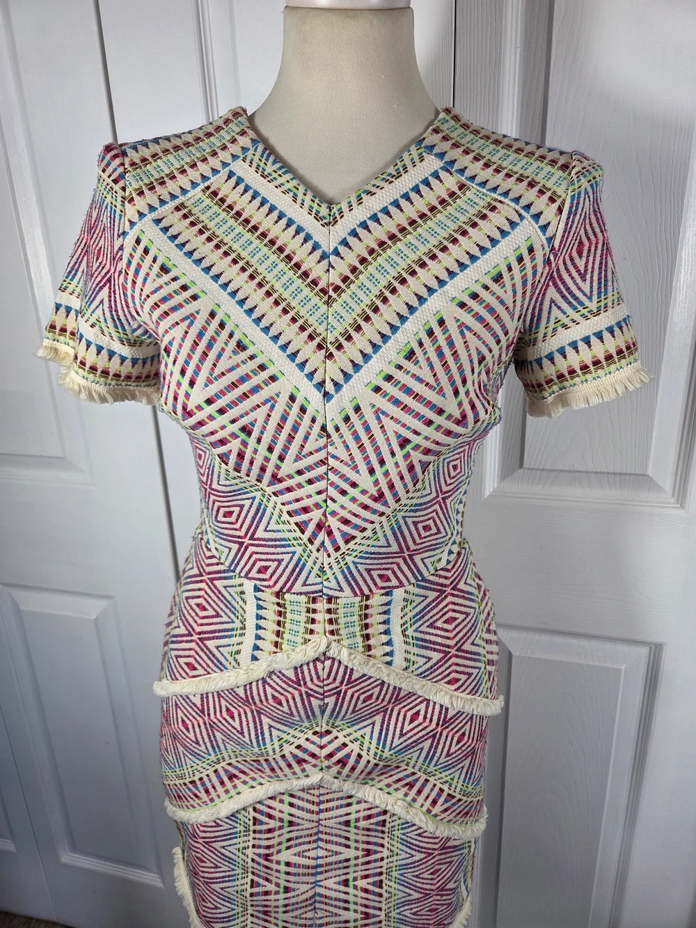 Acler Rae Geometric Fringe Cutout Dress XS